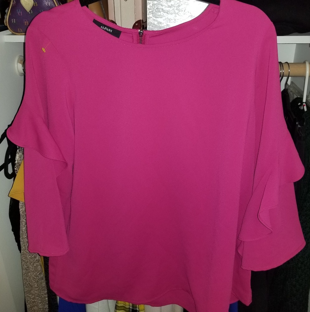 NEW Alfani Ruffle Sleeve Blouse | Berry
